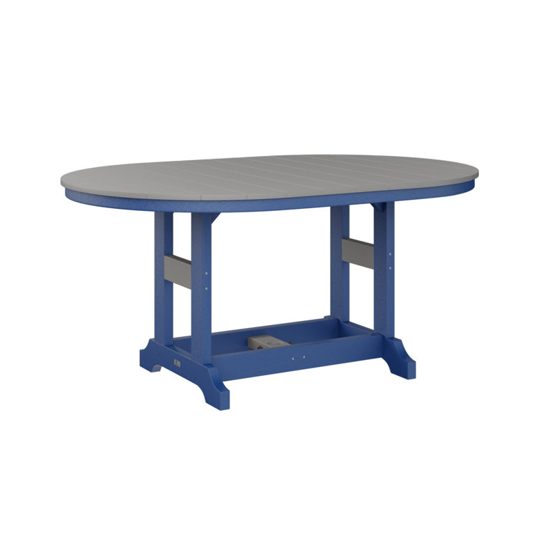 Garden Classic Outdoor Oval Bar Table, Pacific Blue, Light Gray, 39.5" H x 44" W x 64" D