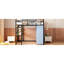 Lit mezzanine simple avec structure en métal, bureau, tablettes, entrée d'alimentation, vêtements à DEL et pratiques