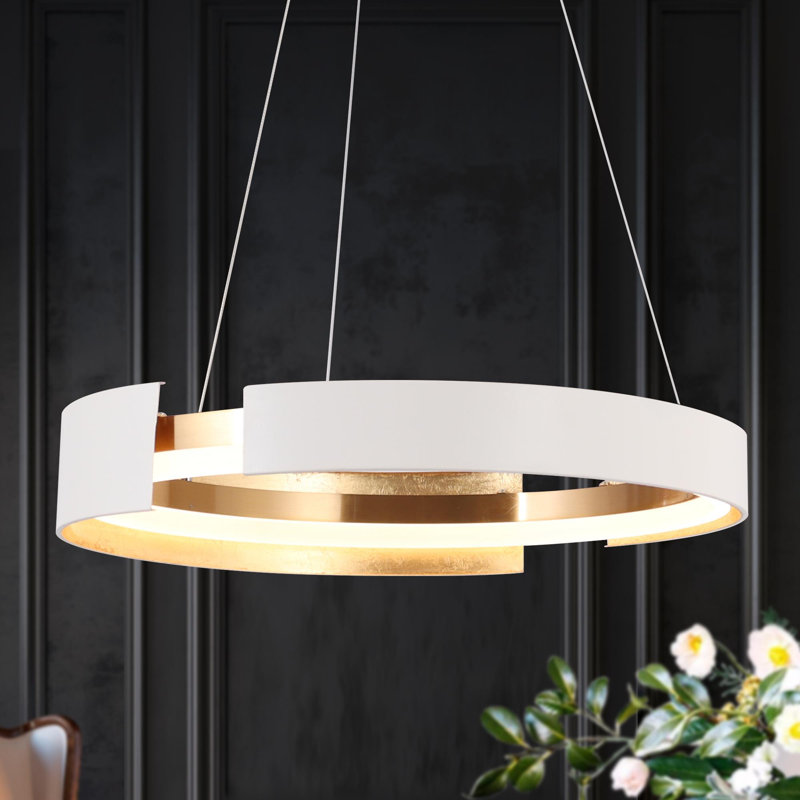Lustre tambour moderne à 1 lumière DEL Kissey, Blanc