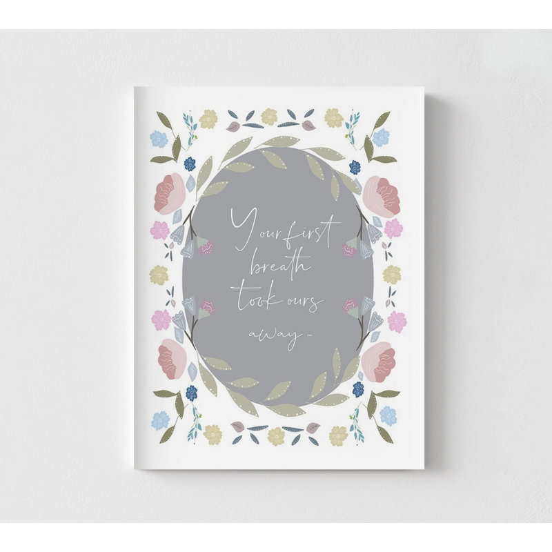 «Your First Breath», impression de signe floral encadré, impression de citation mignonne, impression d'affiche pleine de sens, art mural positif, art mural encadré