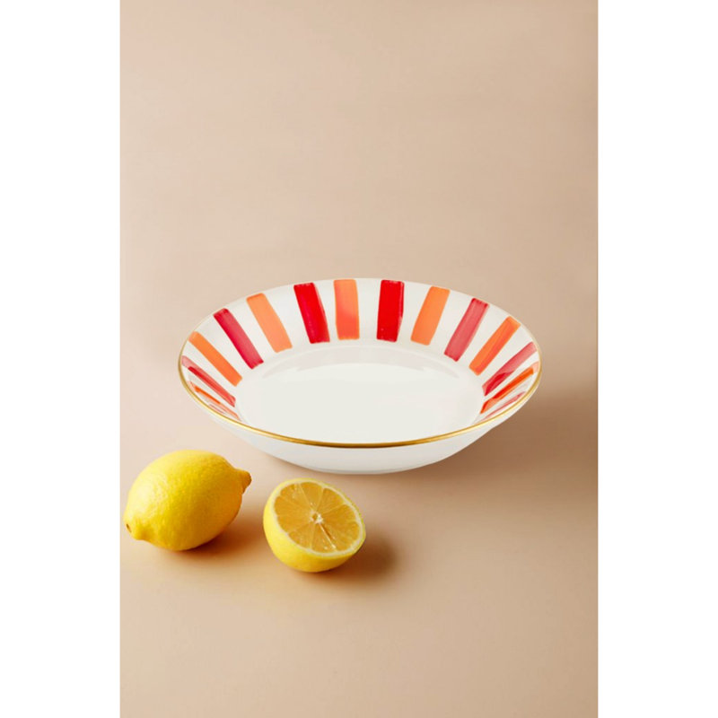 Assiette plate Abiageal, Rouge / blanc