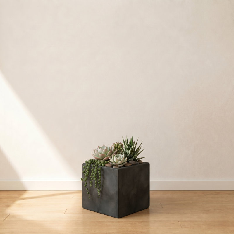 Wandie Green Polyethylene Pot Planter, Dark Gray, 11.8" H x 11.8" W x 11.8" D