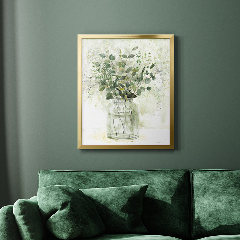 Toile encadrée de qualité supérieure Delicate Greenery II - prête à être accrochée, Or, H 24 po x l 20 po