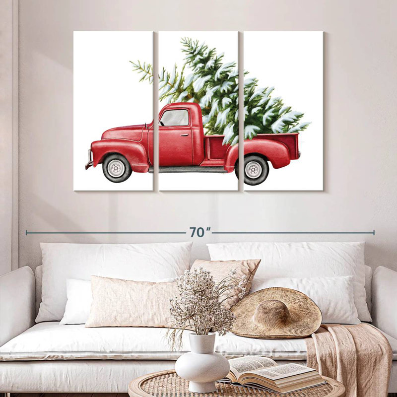 Camion de Noël rouge Lelend, H 32 po x l 50 po