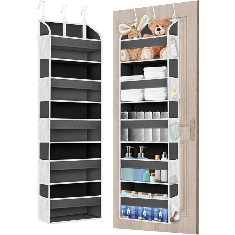 Paquet de 1 organisateur de rangement au-dessus de la porte avec 5 pochettes, 10 pochettes latérales en maille et des organisateurs de rangement pour la chambre à coucher, la salle de bain, la chambre de bébé, le garde-manger, le dortoir