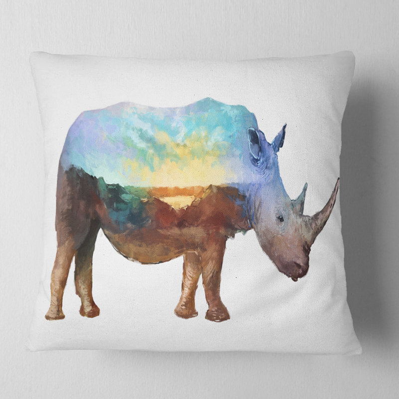 Coussin Rhino Double Exposure, 16 po x 1 po, Coussin décoratif