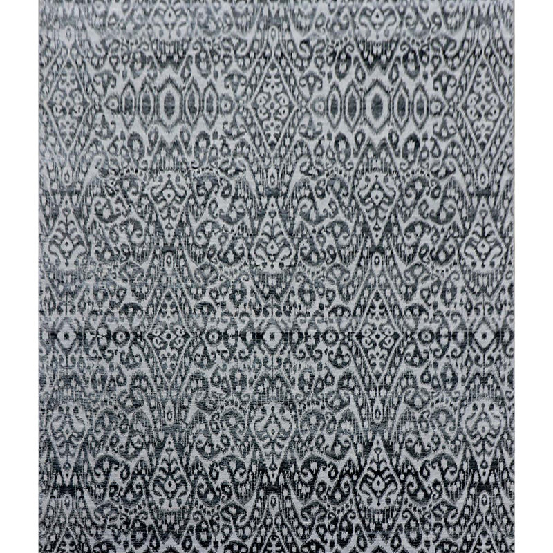 Tapis noir et argent de haute qualité noué à la main