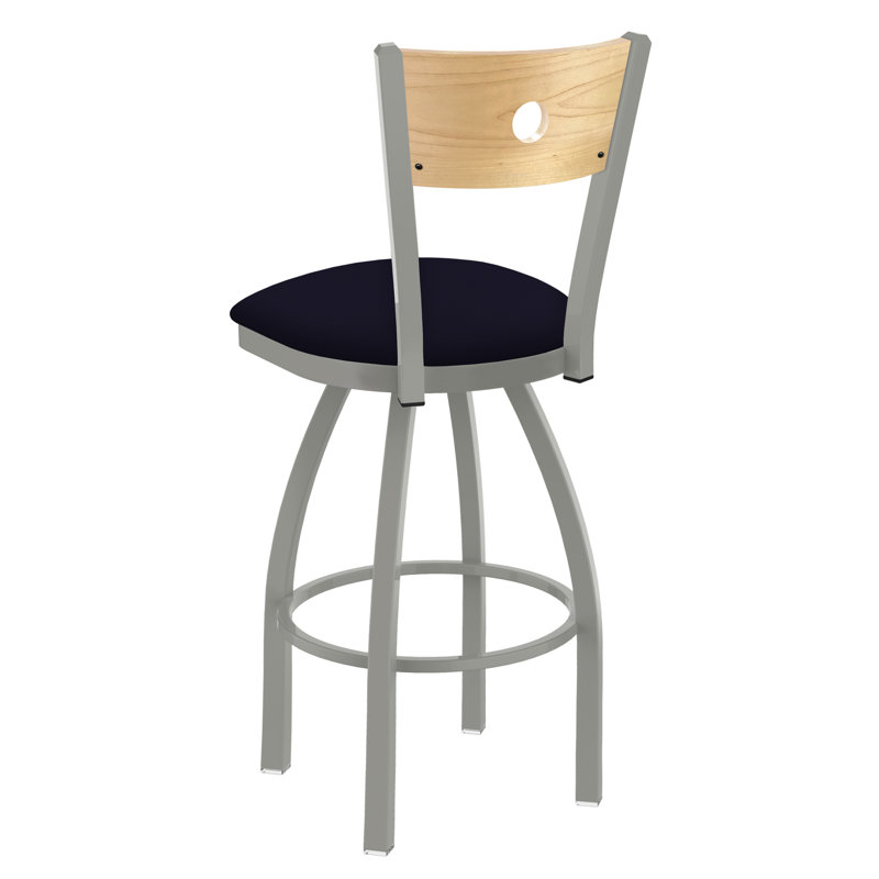 830 Voltaire Swivel Bar & Counter Stool, Natural Maple, Canter Twilight Vinyl / Anodized Nickel Frame