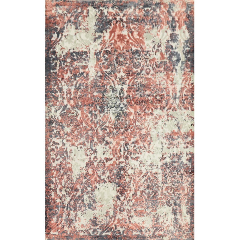 Distressed Look Abstract Oriental Area Rug 5x8