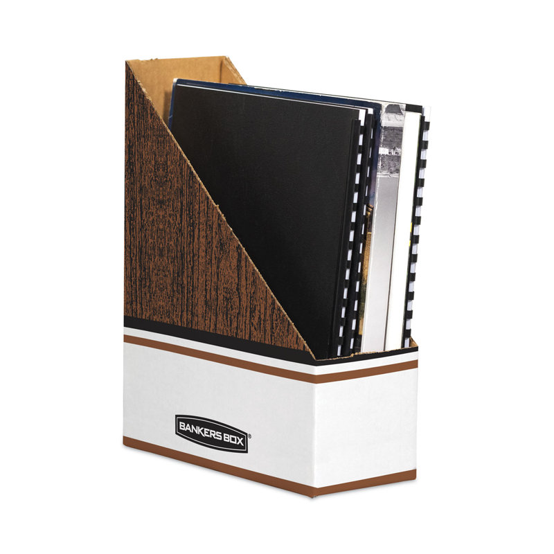 White and Wood Grain Cardboard Magazine File Holder
