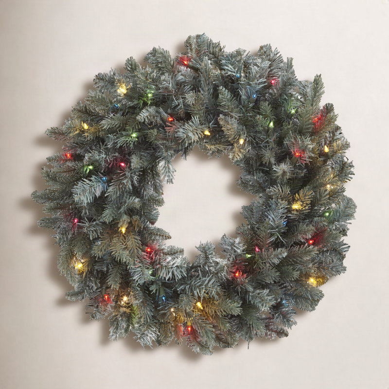 Faux Lighted Pine Plastic 30'' Wreath