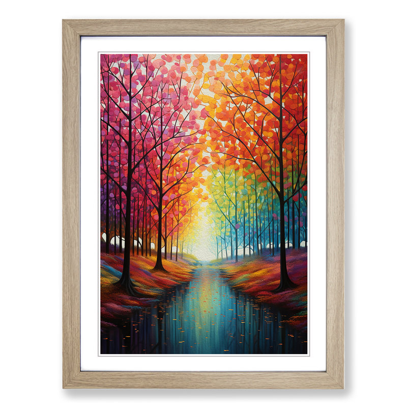 Spring Forest Colour Field No.4 - Single Picture Frame Print on Wood, Oak Framed, 46cm H x 34cm W