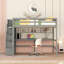 Lit mezzanine avec bureau, tablettes de rangement et escalier