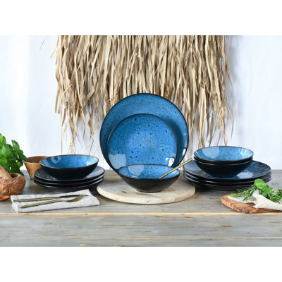 Capri Stoneware Dinnerware Set 12 Piece - Service for 4
