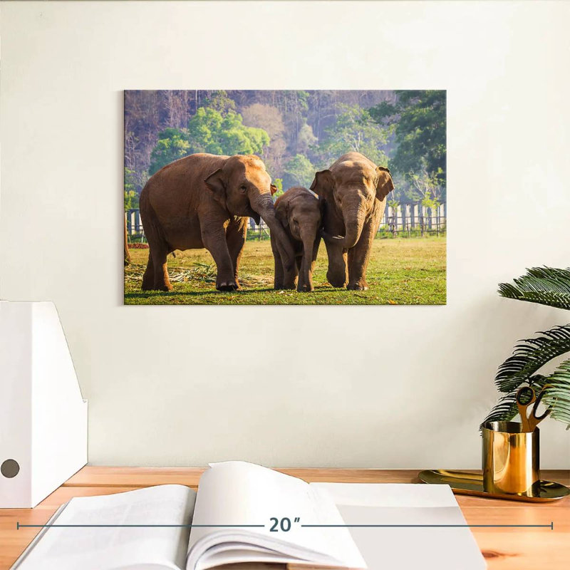 Famille d'éléphants Brampt, H 8 po x l 12 po