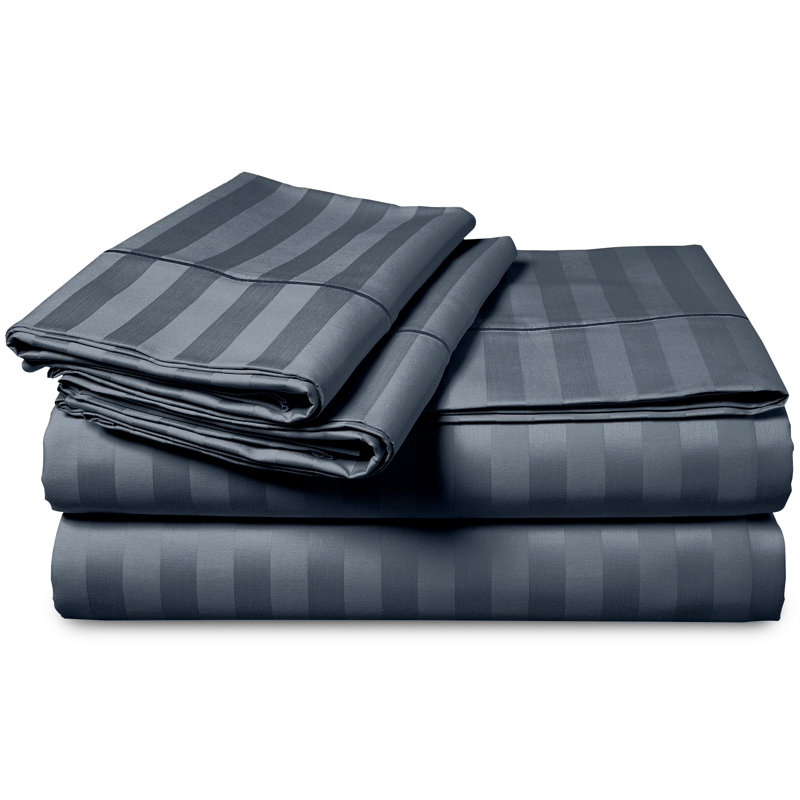 Microfibre 250 Thread Count Reversible Stripe Duvet Cover set for rooms, Single - 1 Standard Pillowcase, Charcoal