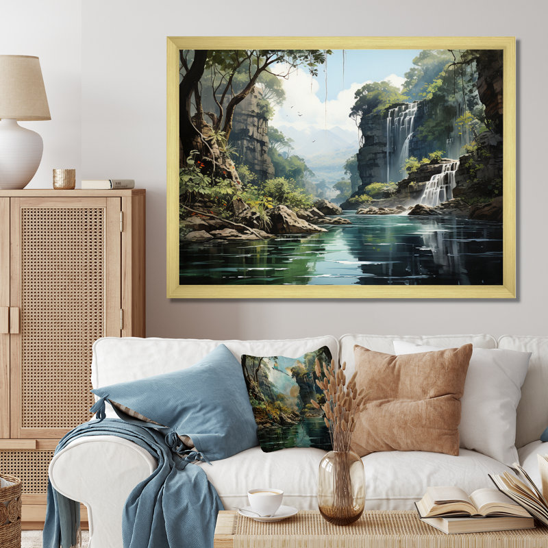 «Waterfall Landscape», reproduction d'art sur toile, cascades cachées en Thaïlande, H 30 po x l 40 po x P 1,5 po