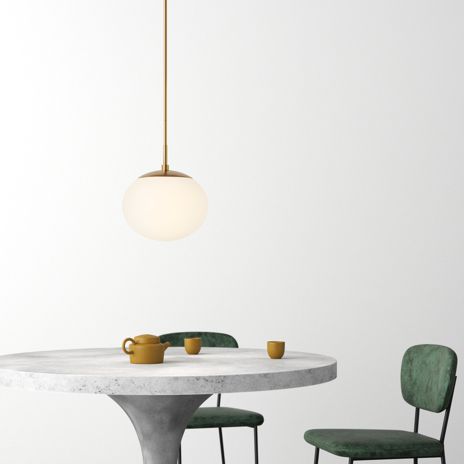 Vibi Milk Glass Globe Single Pendant , Burnished Brass