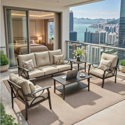 Luxury All-Weather Metal Patio Conversation Set with Plush Cushions