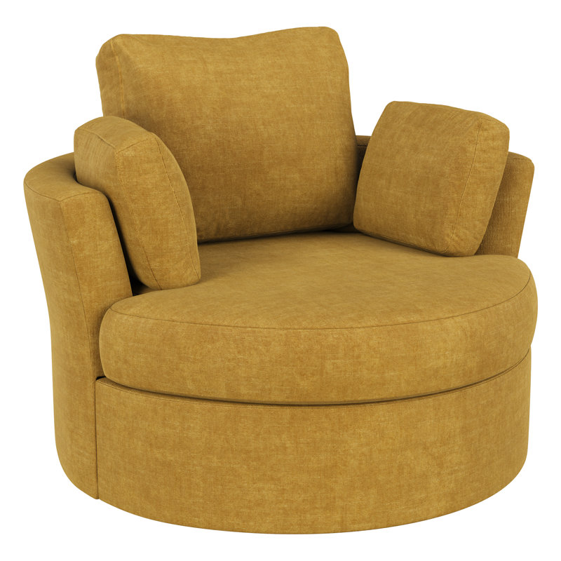 Fauteuil demi-tonneau pivotant l 42,1 po Berey, Polyester jaune