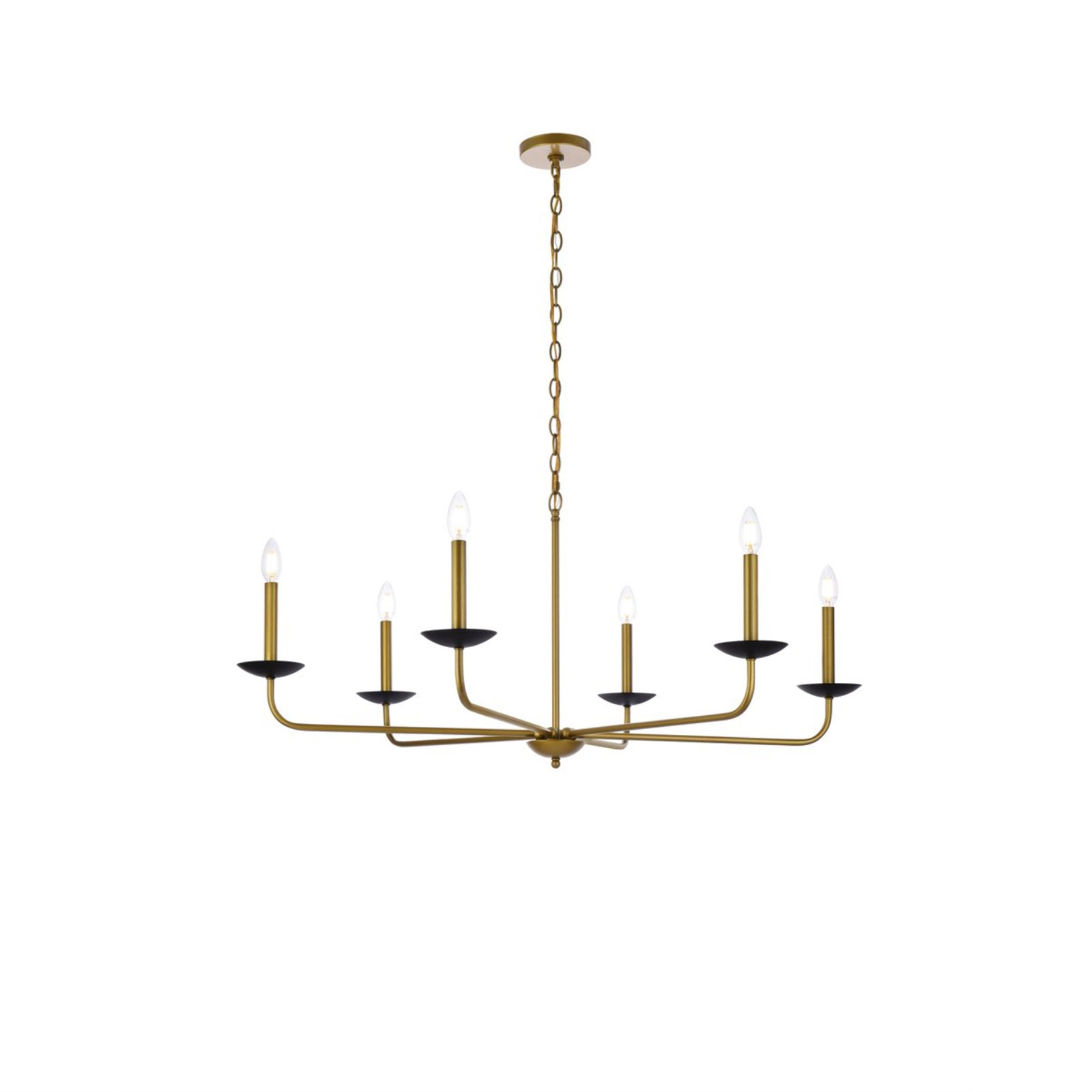 Baltray 6 - Light Candle Style Classic/Traditional Chandelier, Black/Brass, 18.5" H x 42" W x 42" D
