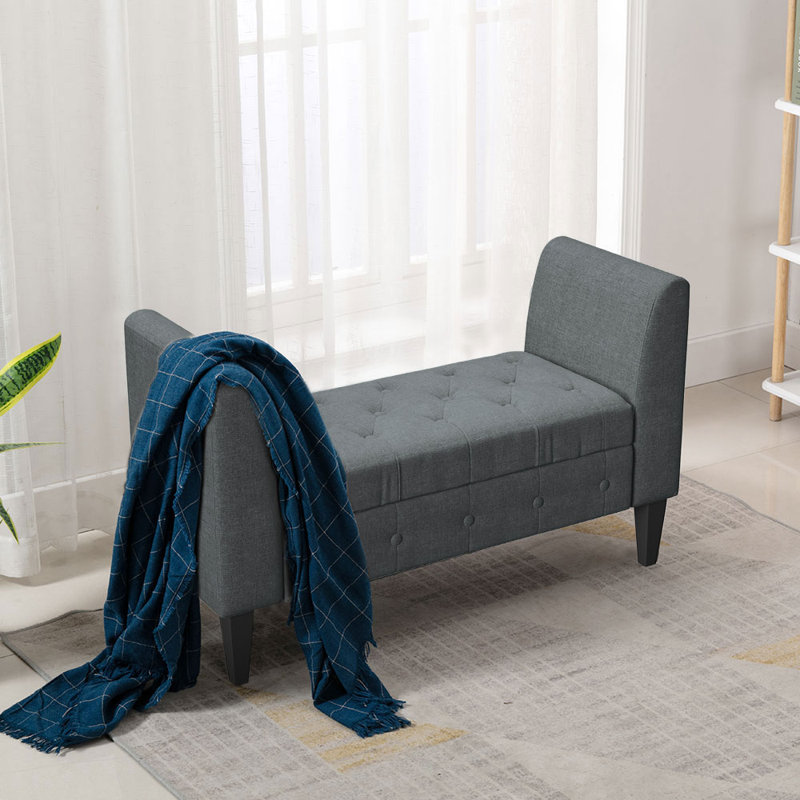 Adda Upholstered Storage Bench, Grey