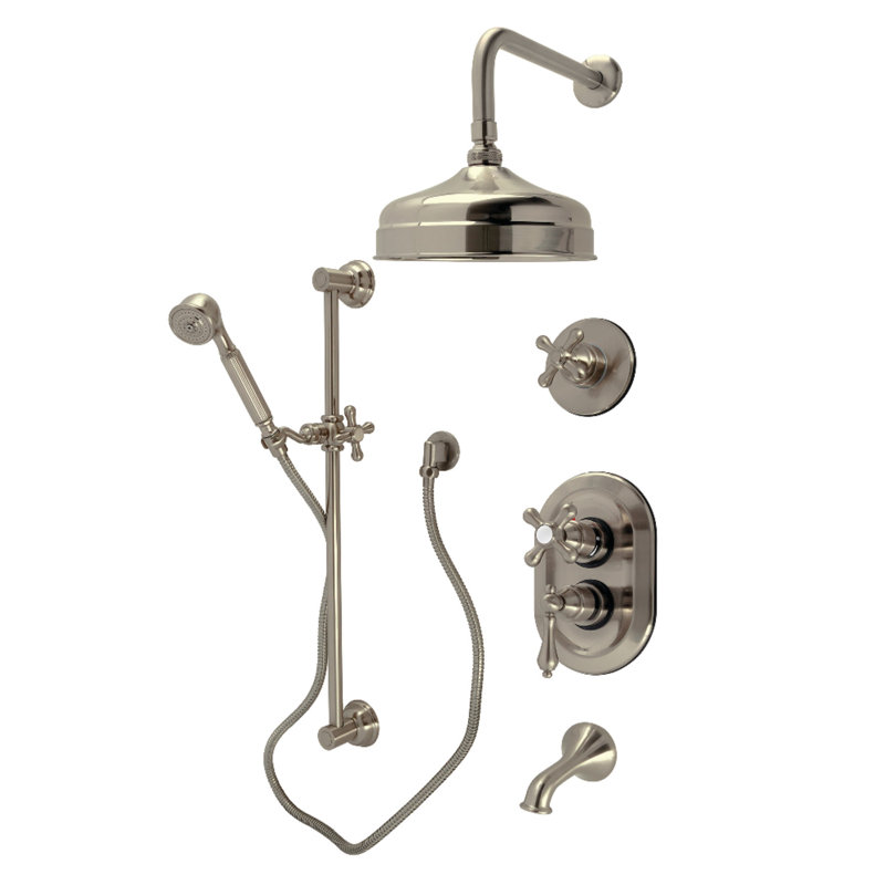 Système de douche et baignoire thermostatique Kingston, Nickel brossé