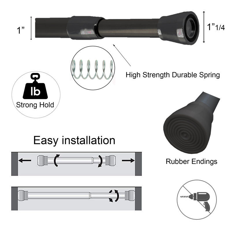 Evideco Tension Adjustable Shower Curtain Rod - 28 to 47 Inches