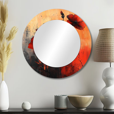 «Burnanium Geraniums In Fiery Shades Expression I», art mural traditionnel miroir décoratif