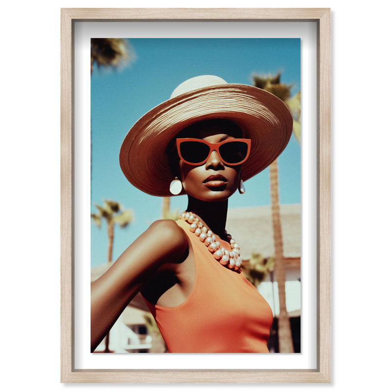 Elegant Palm Springs WomanShadowbox by Oliver Gal, 25.5" H x 17.5" W, Cream