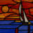 14"L Sailboat Stained Glass Window Panel