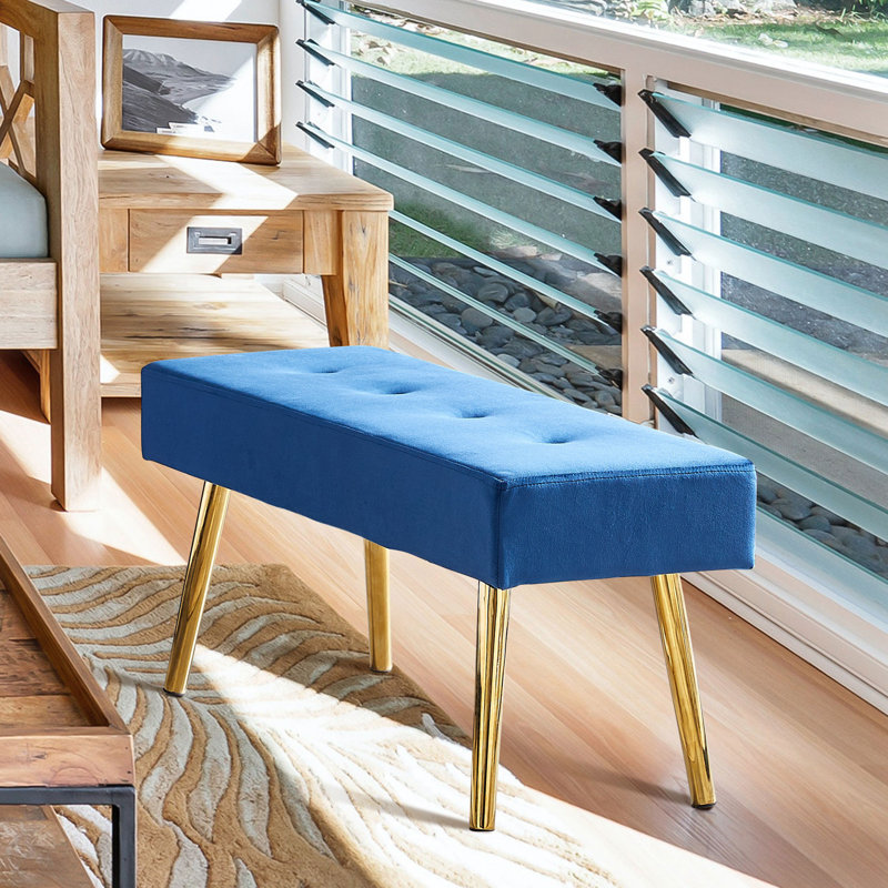 Banc long avec banc et tabouret, Bleu très foncé