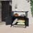 Bar Cart Portable Outdoor Table made of durable FE rattan with tempered glass table top