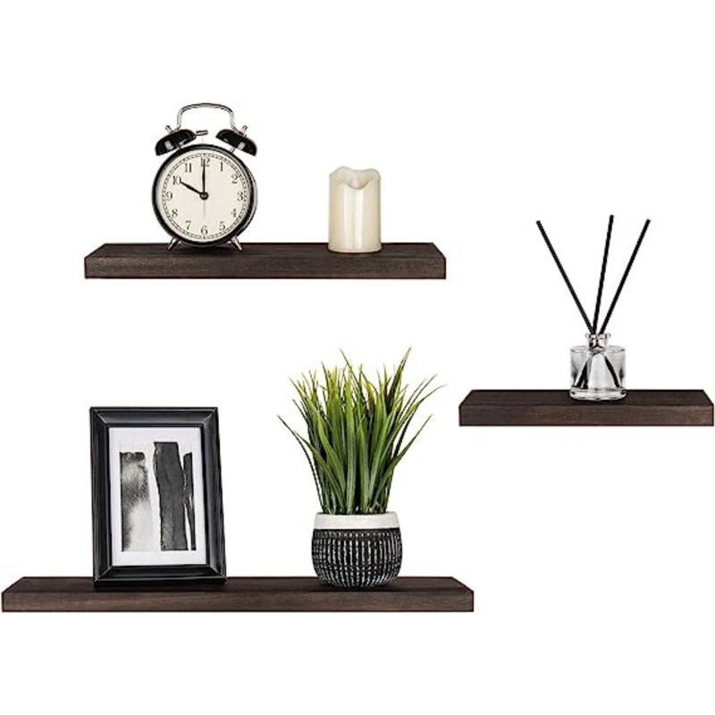 3 Piece Floating Shelf, Dark Brown