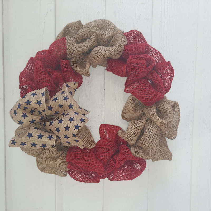 Couronne de toile de jute patriotique 16 po
