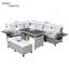 Ensemble de canapé d'extérieur en rotin 5 pièces, canapé modulaire en osier en PE avec 2 tables d'appoint extensibles, table de salle à manger et housses lavables pour la cour, la piscine et l'intérieur-130377211