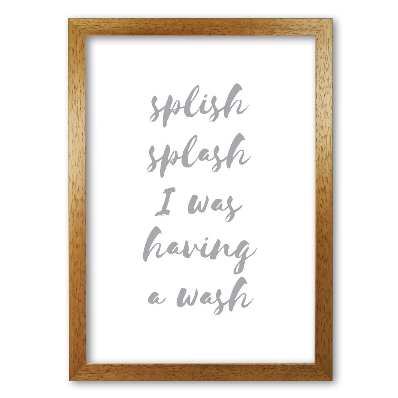 Splish Splash Grey - Print, Honey Oak Frame, 42 cm H x 30 cm W x 5 cm D