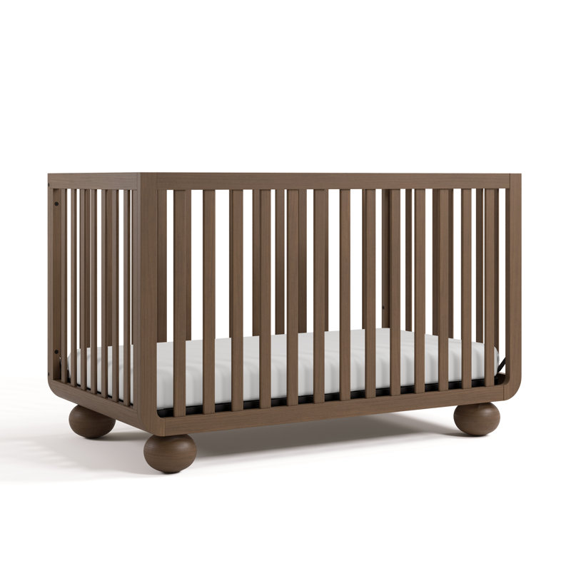 Amalfi Deluxe 5-In-1 Convertible Crib With Bonus Toddler Guardrail, Hazelnut, Crib + Mattress
