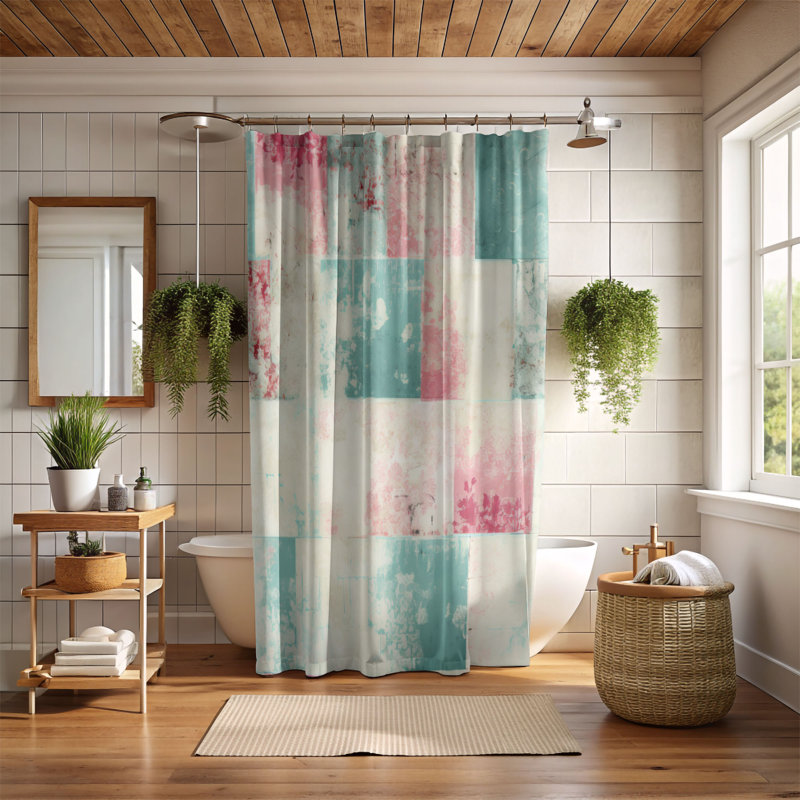 Rideau de douche Teal, H 74 po x l 71 po