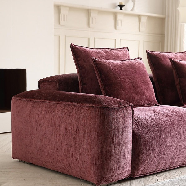 Tofu block straight fabric sofa modern and simple, 37.40" H x 98.42" W x 42.51" D, 3
