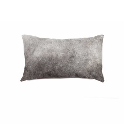 12" X 20" Grey Cowhide Pillow