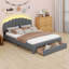 Lit plateforme tapissier grand avec panneau de rangement Teddy-391676029