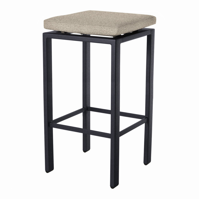Aris Outdoor Bar Stool, Graphite, 31.25", Piazza Mist