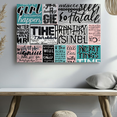 Reproduction d'art sur toile, collage visuellement captivant débordant de citations et d'affirmations inspirantes