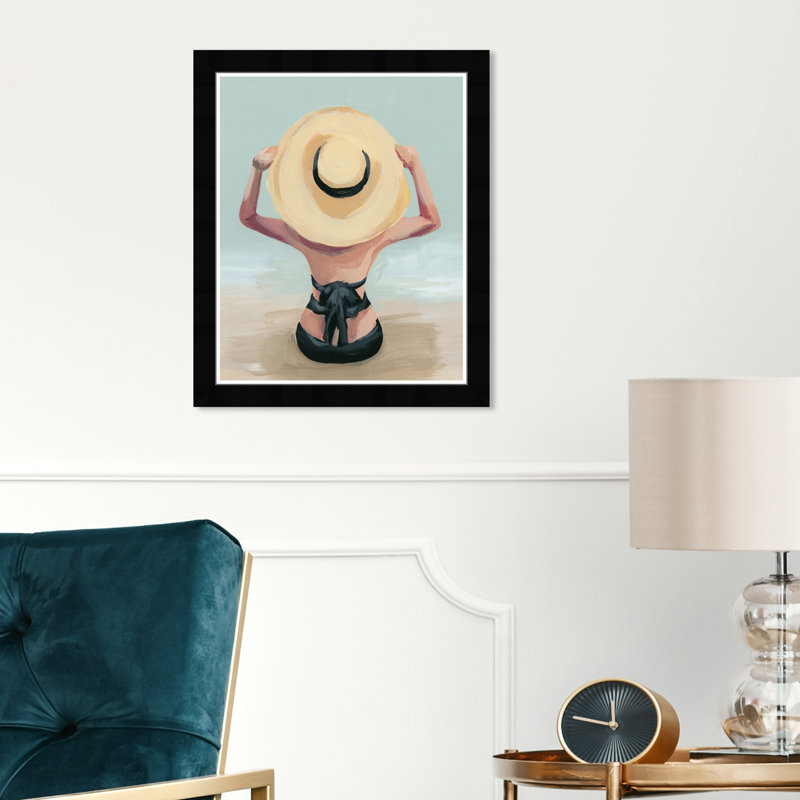 «Fashion and Glam Vacay Mode On Swimsuit», reproduction d'art sur papier encadrée