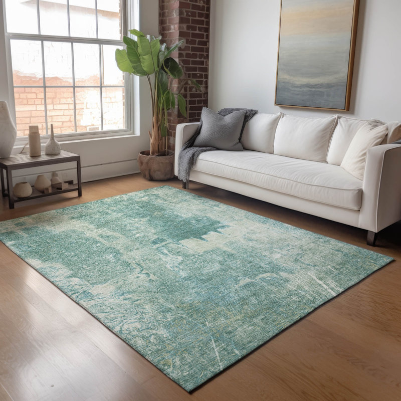 Tapis abstrait lavable à la machine intérieur / extérieur ACN2226 Lafferty, Rectangle 5 pi x 7 pi 6 po