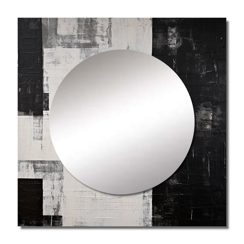 «Blumer Abstract Ebony Echoes I - Abstract Shapes Unique Wall Mirror», Carrée, 36" x 36"