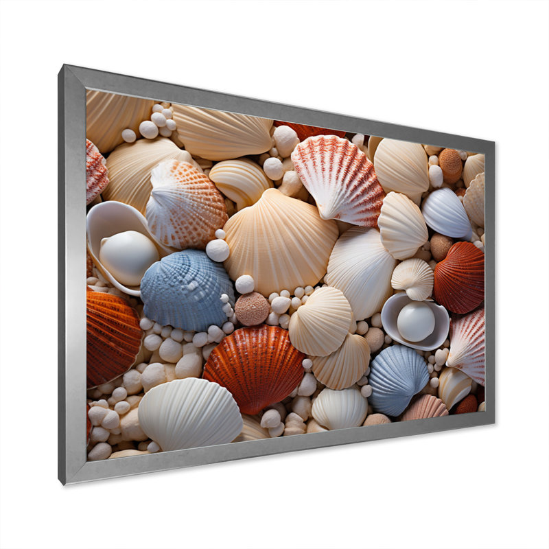 «Beach Photo Seashell Symphony III», reproduction d'art sur toile, Argent, H 16 po x l 32 po x P 1 po