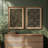 Vintage Floral Pattern Dark Green Set - Set of 2 Premium Framed Wall Art Print on Paper 26"x36"-1892755420
