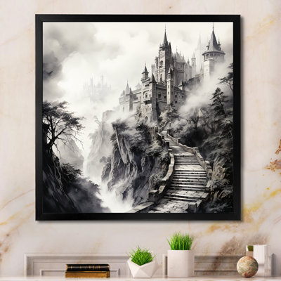 «Gray Foggy Fairytale Castle», art mural fantastique